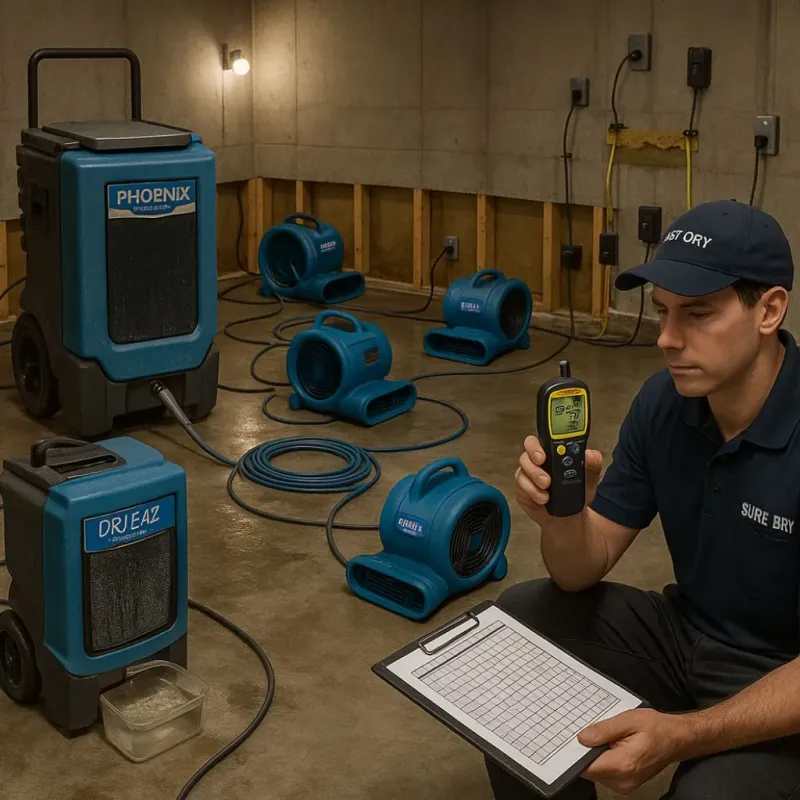 Structural Drying and Dehumidification process in Bogata, TX